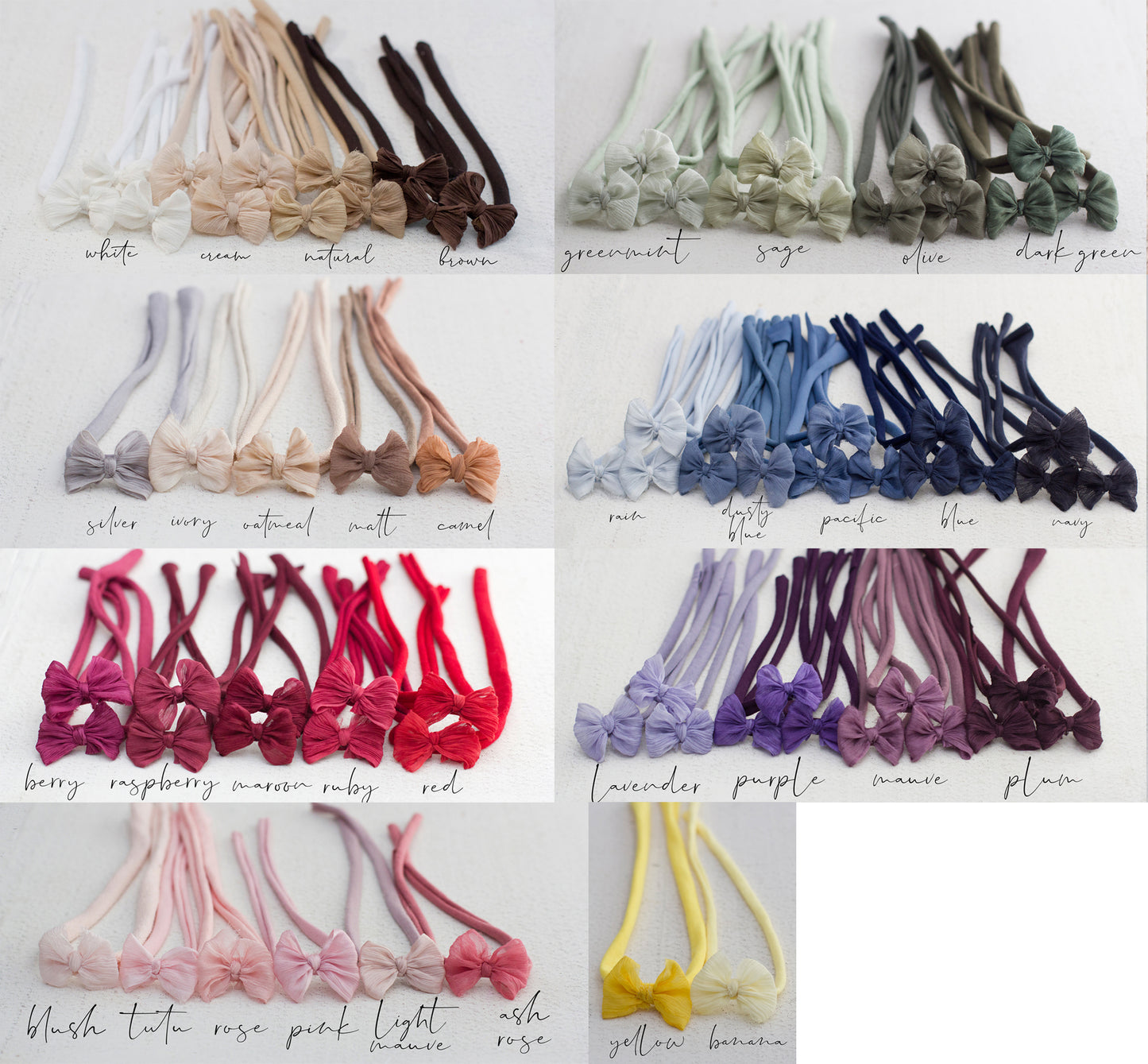Crinkle Tiny bow tieback *35 colors*