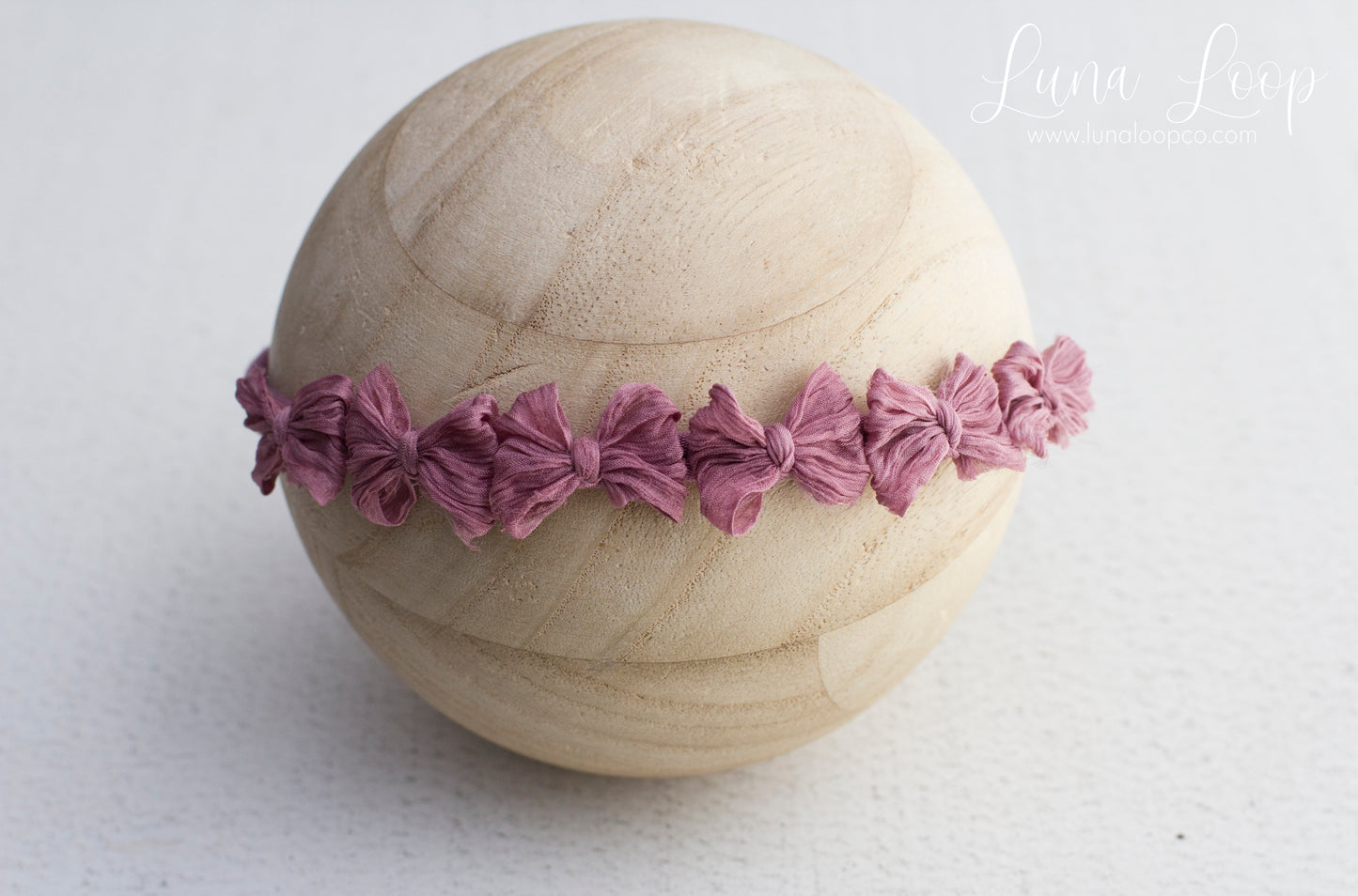 Pink | Deep Dusty Crinkle Tiny Multi Bow tieback