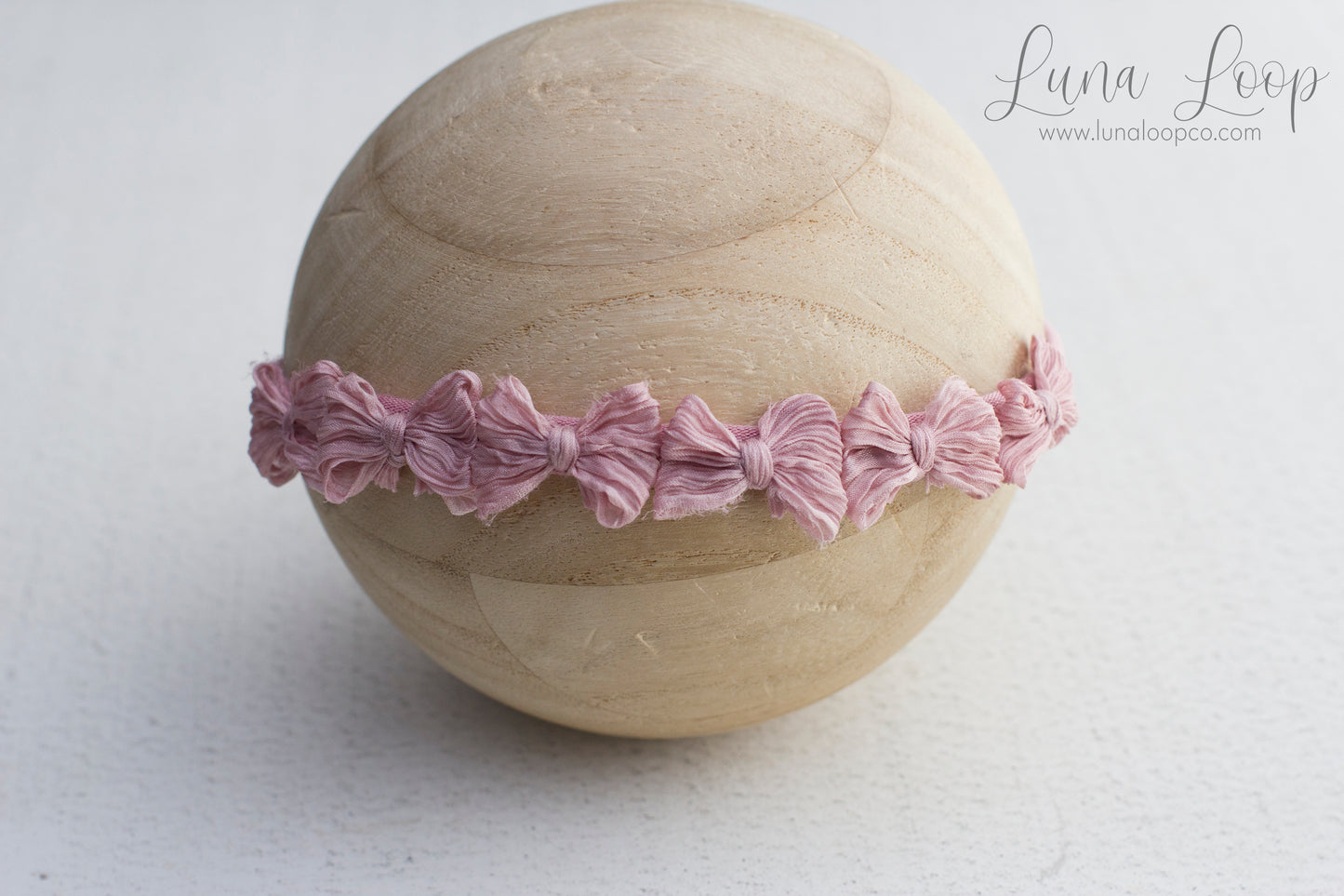 Pink | Dusty Pink Crinkle Tiny Multi Bow tieback