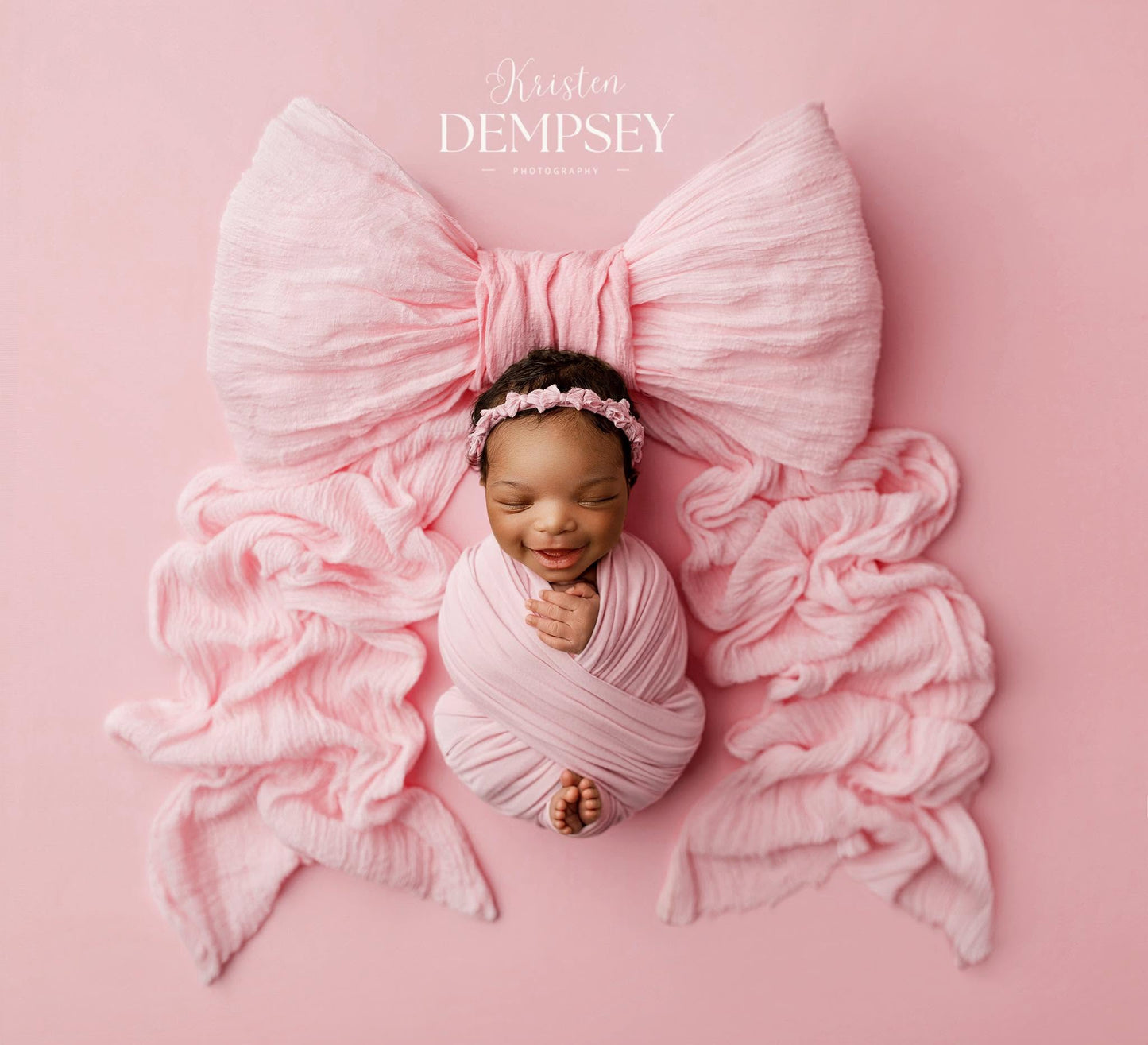 Pink | Crinkle Tiny Multi Bow tieback