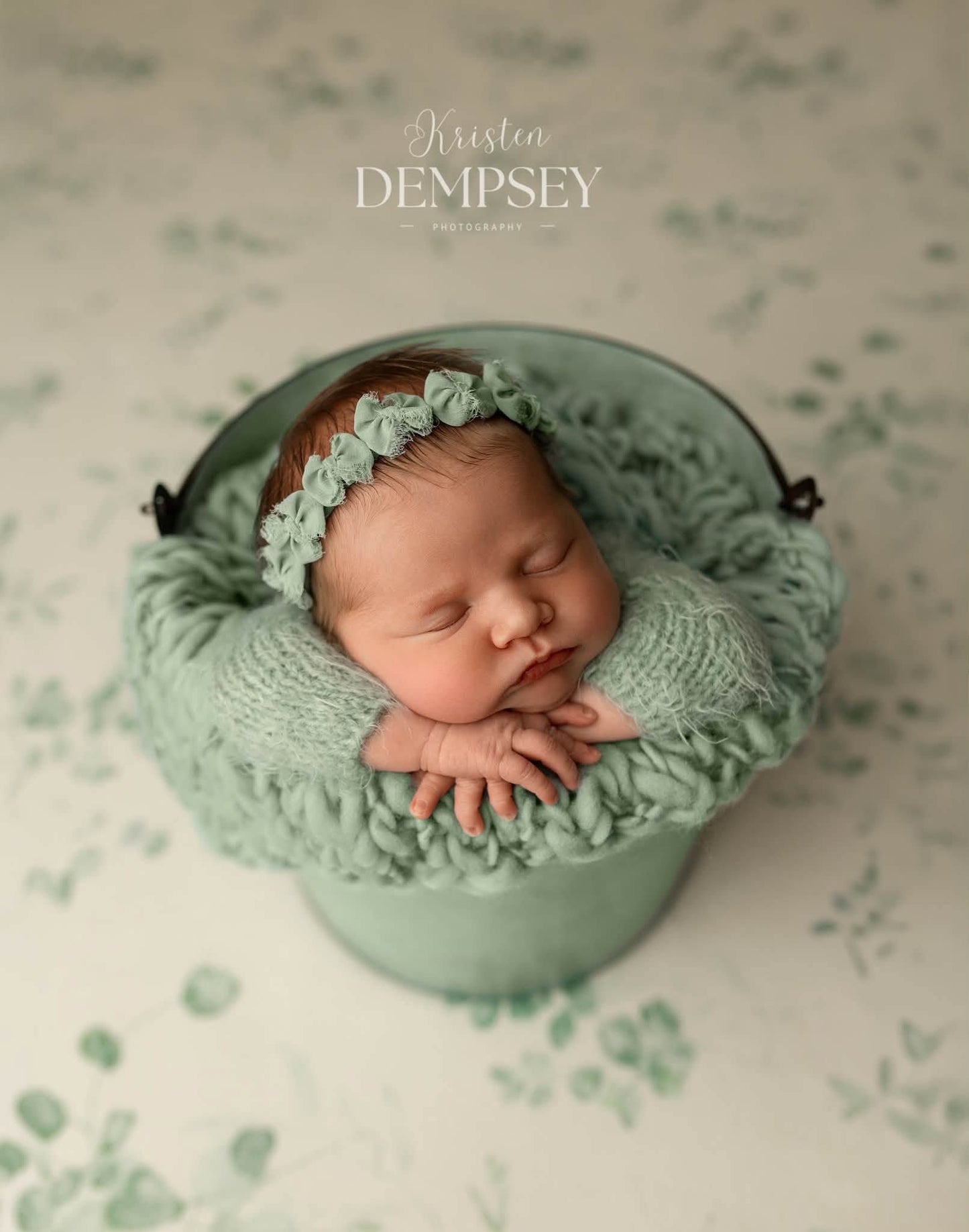 Green | Dusty Green Multi bow Tiny Chiffon