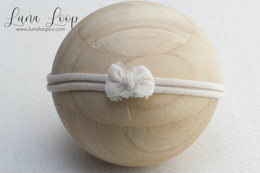 TINY Ivory velvet Bow