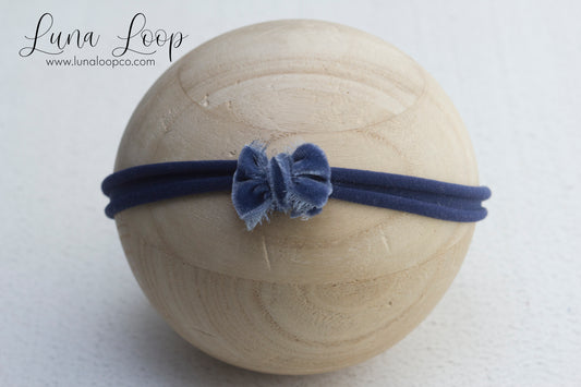 Tiny Navy Velvet Bow