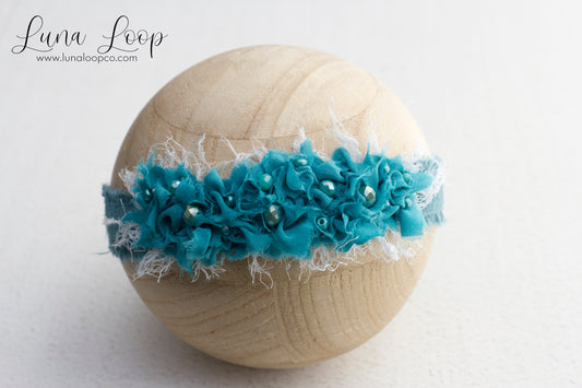 Shabby Teal Beaded Tieback