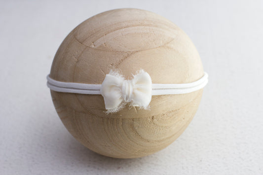 White | Bone Velvet Bow
