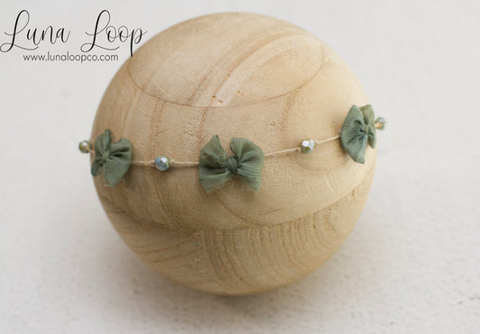 Green | Olive Bow Bead Tieback