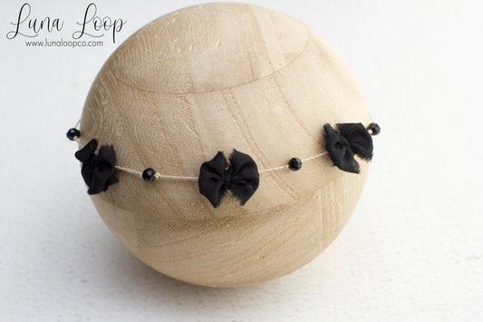Black | Bow Bead Tieback