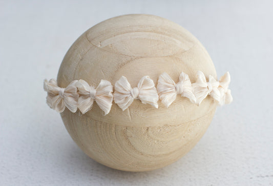 Cream | Sand Crinkle Tiny Multi bow tieback