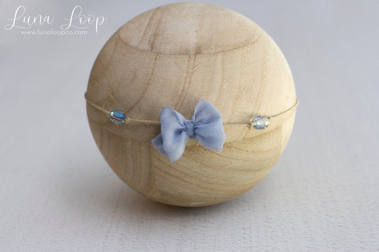 Blue Little bow tieback